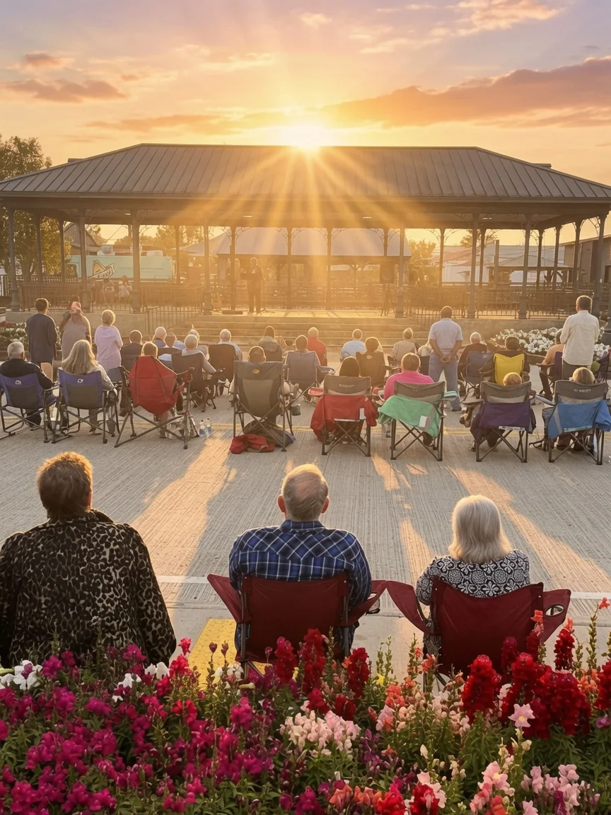 Community members gathered outdoors for the Easter Sunrise Service