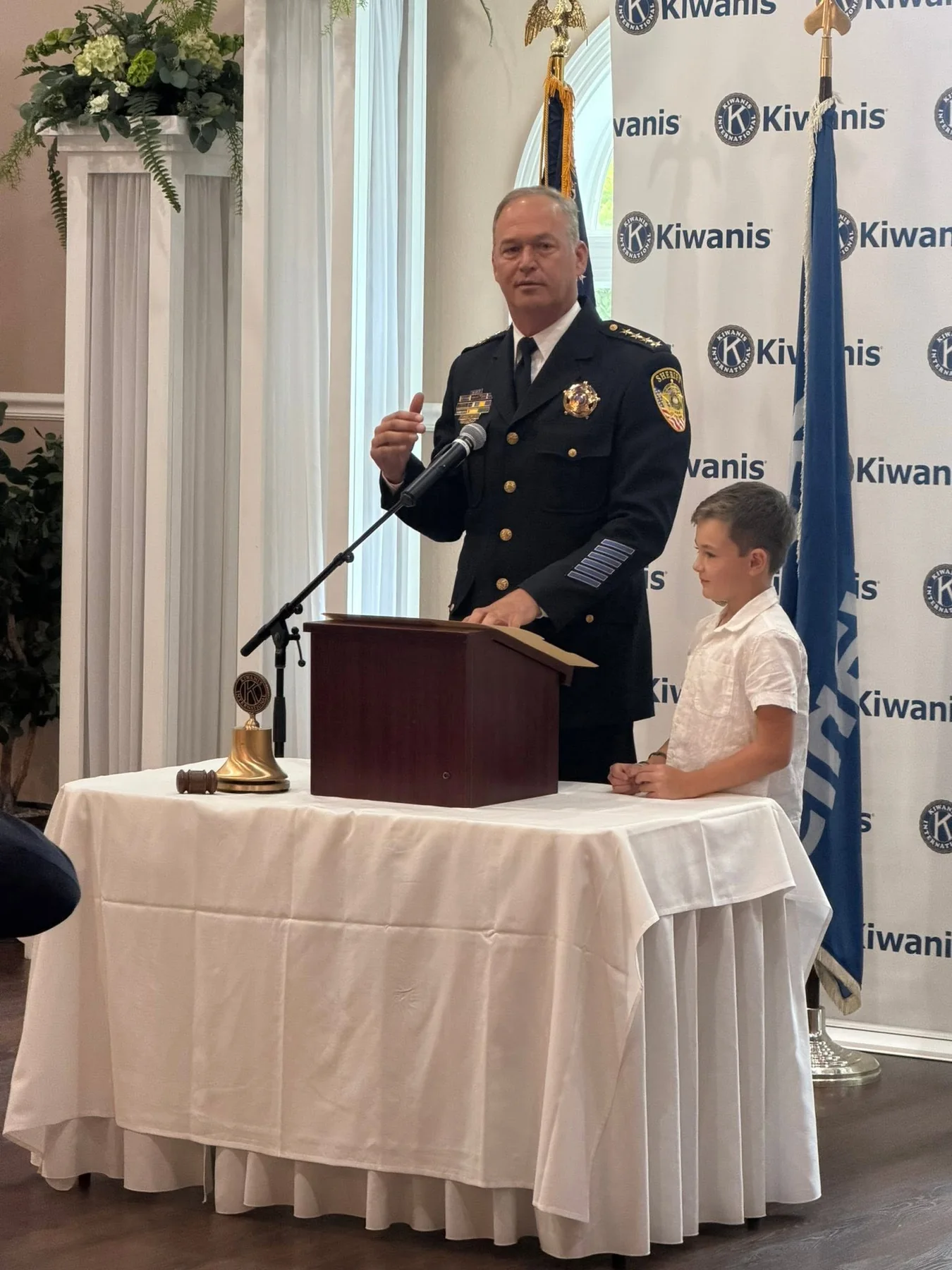 Peace Officer Banquet honoree at the podium